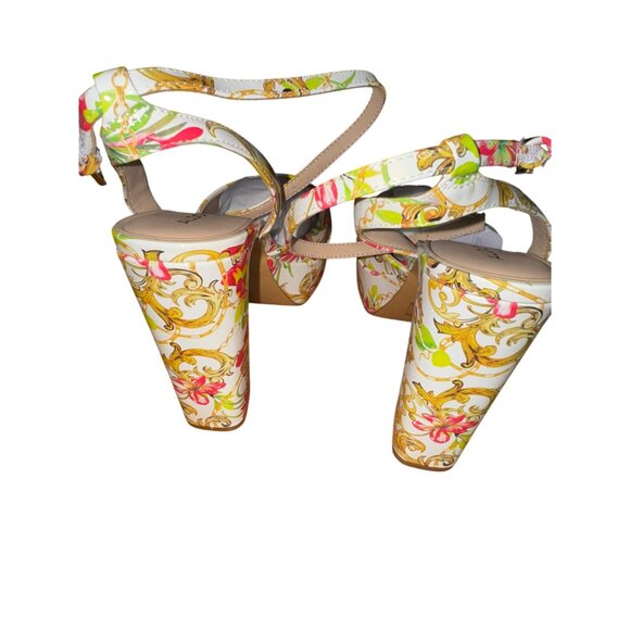 Aldo Aneissa Platform Sandals Size 9 US Multicolor Floral Pattern Sexy Shoes Y2K - Picture 3 of 10